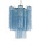 Lámpara de araña Tronchi de suspensión de cristal de Murano azul, Italia, años 90, Imagen 2