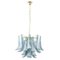 Murano Glass Blue Ottanio Color with White Petal Ceiling Lamp, Italy, 1990s 1