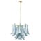 Murano Glass Blue Ottanio Color with White Petal Ceiling Lamp, Italy, 1990s, Image 1