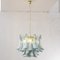 Murano Glass Blue Ottanio Color with White Petal Ceiling Lamp, Italy, 1990s 4