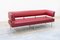 Business Class 3-Sitzer Sofa aus rotem Leder mit verchromten Eisenfüßen, 1990er 1