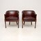 Vintage Georgian Style Leather Armchairs, 1950s, Set of 2 2