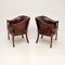 Vintage Georgian Style Leather Armchairs, 1950s, Set of 2, Image 3