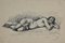 Mino Maccari, desnudo reclinado, dibujo a lápiz, mediados del siglo XX, Imagen 1