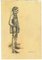 Mino Maccari, The Standing Man, Pencil Drawing, 1950s 1