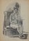 Mino Maccari, Seated Nude, Charcoal, Mid 20th Century 1