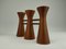 Bougie Lumineuse et Vases Mid-Century en Teck, Danemark, Set de 2 6