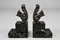 Art Deco Eichhörnchen Buchstützen aus versilberter Bronze von Marcel Guillemard, 1920er, 2er Set 1