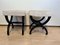 French Stools in Ebonized Beech Wood & Creme Velvet, 1820, Set of 2 9