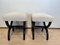 French Stools in Ebonized Beech Wood & Creme Velvet, 1820, Set of 2 8