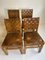 Brutalist French Chairs in Oak and Cognac Leather, 1970s, Set of 4 4