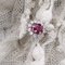 French Ruby & White Sapphires 18 Karat White Gold Daisy Ring, 1970s 11