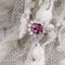 French Ruby & White Sapphires 18 Karat White Gold Daisy Ring, 1970s, Image 11
