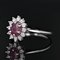 Bague Marguerite en Or Blanc 18 Carats, Rubis et Saphirs Blancs, France, 1970s 5