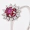 French Ruby & White Sapphires 18 Karat White Gold Daisy Ring, 1970s, Image 8