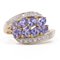 9k Yellow Gold Ring with Tanzanites and Diamonds, 2000s 1