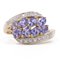 9k Yellow Gold Ring with Tanzanites and Diamonds, 2000s, Image 1