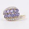 9k Yellow Gold Ring with Tanzanites and Diamonds, 2000s, Image 3