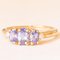 Vintage Ring in 9k Yellow Gold with Tanzanites and Brilliant Cut Diamonds, 2004, Image 1