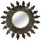 Mid-Century Modern Round Copper Sheet and Brass Sunburst Wall Mirror, 1950s, Image 1