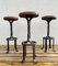 Mid-Century Wrought Iron Bar Stools with Leather Seats, 1970s, Set of 3 2