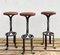 Mid-Century Wrought Iron Bar Stools with Leather Seats, 1970s, Set of 3 1