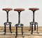 Mid-Century Wrought Iron Bar Stools with Leather Seats, 1970s, Set of 3, Image 1