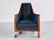 Art Deco Armchair in Blue Velvet and Maple, Northern France, 1920s 5