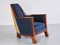 Fauteuil Art Déco en Velours Bleu et Érable, Nord de la France, 1920s 2