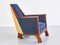 Art Deco Armchair in Blue Velvet and Maple, Northern France, 1920s, Image 15
