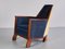 Art Deco Armchair in Blue Velvet and Maple, Northern France, 1920s, Image 16