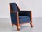 Art Deco Armchair in Blue Velvet and Maple, Northern France, 1920s 1
