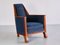 Art Deco Armchair in Blue Velvet and Maple, Northern France, 1920s, Image 1