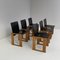 Monk Chairs in Black Leather by Afra & Tobia Scarpa for Molteni, Set of 6 1