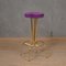 Tabourets Ronds en Laiton et Velours Violet, 1970, Set de 2 2