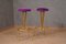 Runde Hocker aus Messing & Samt in Violett, 1970, 2er Set 4