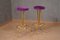 Tabourets Ronds en Laiton et Velours Violet, 1970, Set de 2 1