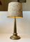 Vintage Scandinavian Brass Table Lamp with Cork Shade, 1950s, Image 2