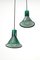 Mini-P&T Hanging Lamps in Green Glass by Michael Bang for Holmegaard, 1970s, Set of 2 2