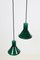 Mini-P&T Hanging Lamps in Green Glass by Michael Bang for Holmegaard, 1970s, Set of 2 3