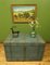 Large Blue Painted Pine Marriage Chest 7