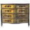 Gilt Brass and Black Glass Serpentine Front Commode, 1950, Image 1