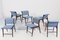 Mid-Century Wood and Blue Fabric Chairs by Ezio Minotti Italy, 1950s-1960s, Set of 6 2