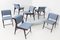 Mid-Century Wood and Blue Fabric Chairs by Ezio Minotti Italy, 1950s-1960s, Set of 6 4