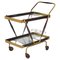 Mid-Century Brass, Glass and Dark Wood Bar Cart by Cesare Lacca, Italy, 1960s 1