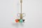 Mid-Century Coloured Glass and Brass Chandelier from Stilnovo, Italy, 1950s, Image 3