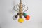 Mid-Century Coloured Glass and Brass Chandelier from Stilnovo, Italy, 1950s 8