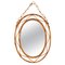 Mid-Century Oval Bamboo and Wicker Mirror, Italy, 1960s, Image 1