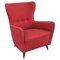 Mid-Century Giò Ponti Style Red Fabric Chair, 1950s, Image 1