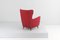 Mid-Century Giò Ponti Style Red Fabric Chair, 1950s, Image 4
